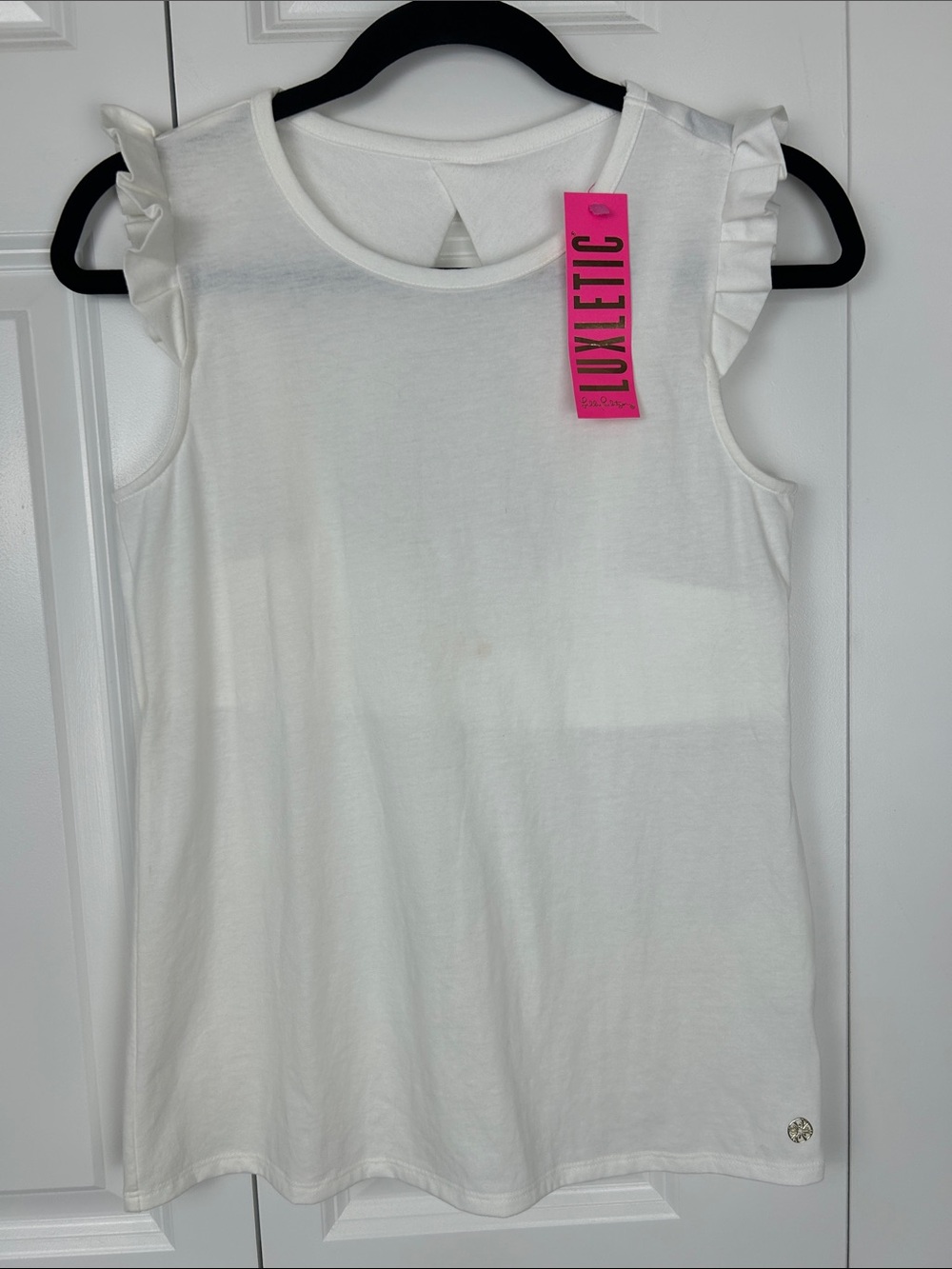 Lilly Pulitzer Luxletic White Ruffle Sleeve Tank Top